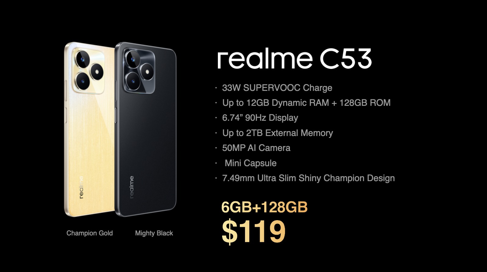 أخيرًا وصل مغير اللعبة: تم إطلاق ريلمي C53 بشحن سريع 33 واط، وتخزين 128 جيجابايت، وهيكل 7.49 ملم لتعطيل سوق الهواتف الذكية مقابل 119 دولار فقط